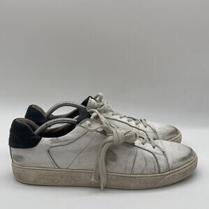 Mens Size 11 AllSaints White/Black Leather Trainer Casual ShoeSneaker Worn Look